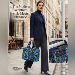RARE Vera Bradley Briefcase/Tote In Midnight Blues Retired Floral Pattern NWOT